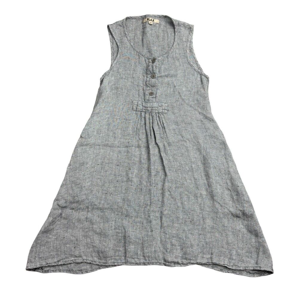 Flax Linen Dress Women’s Size P Small Gray Tunic Woven Sleeveless Breathable